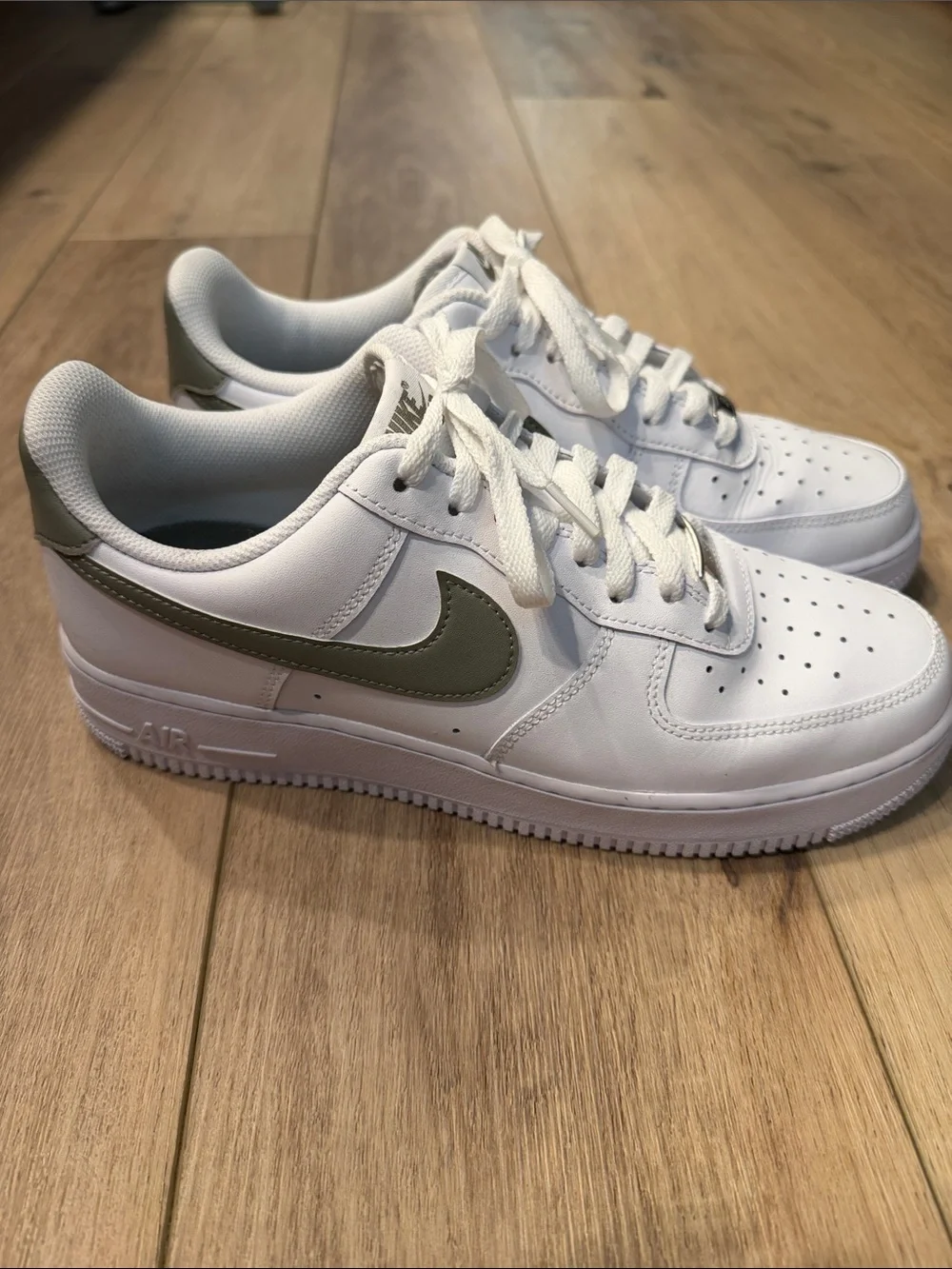 Nike Air Force 1 Low White with Army Green Swoosh